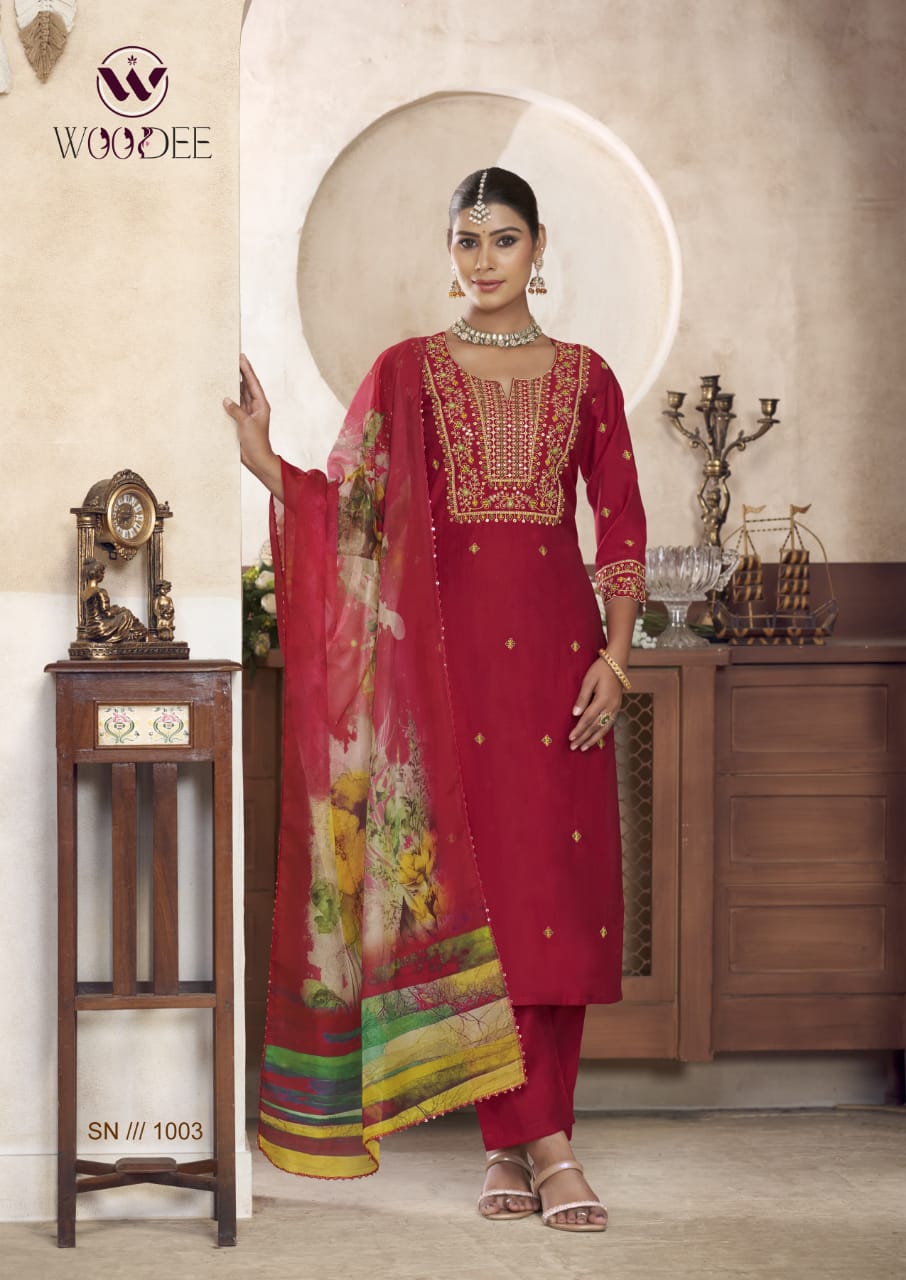 Diana By Woodee Viscose Silk Embroidery Kurti With Bottom Dupatta Wholesale Price In Surat